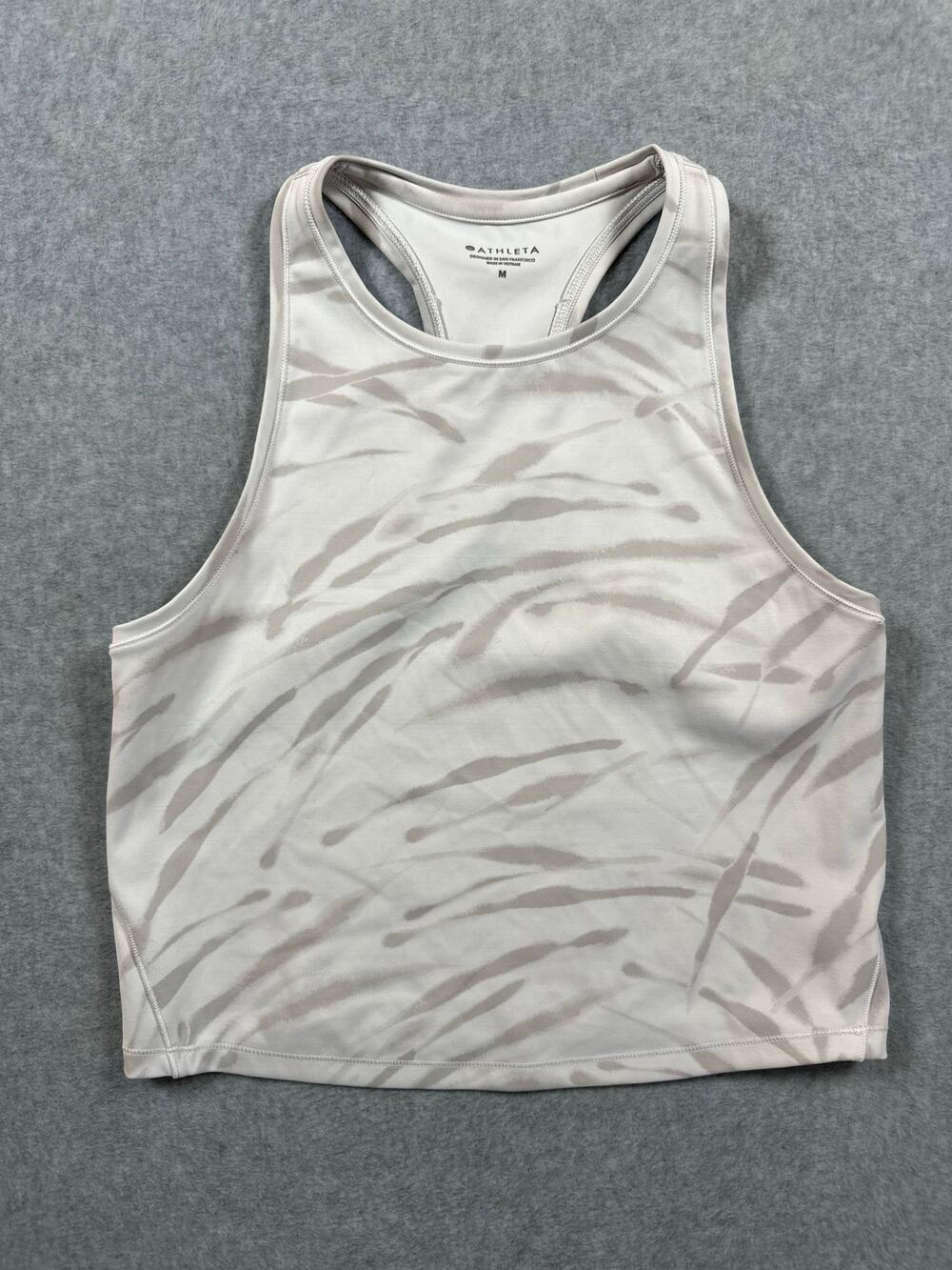 Athleta Cropped Racerback Tank White/Grey Size Medium